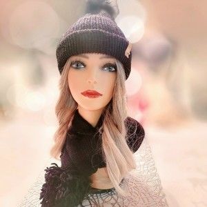 Women's Handmade Winter Sparkle Knit Hat & Scarf Set, in Black Shimmer Soft Yarn